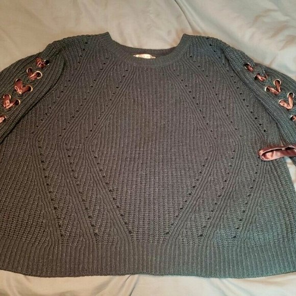 K. Jordan Ribbed Ribbon Lace Up Sweater 3x - Picture 1 of 4